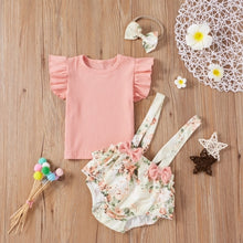 Load image into Gallery viewer, Short Sleeve Flare Romper and Floral Print Dress + Bow Headband
