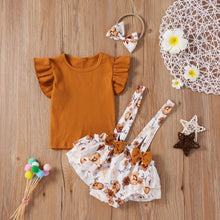 Load image into Gallery viewer, Short Sleeve Flare Romper and Floral Print Dress + Bow Headband
